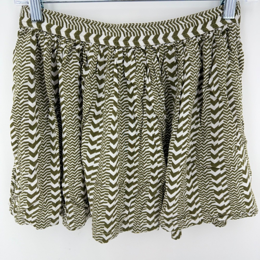 American Eagle Outfitters Olive Green Chevron Mini‎ Skirt Pockets Size S/P